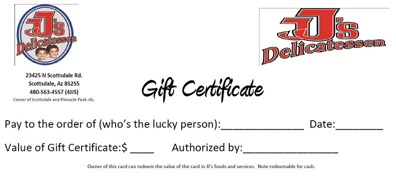gift certificate example